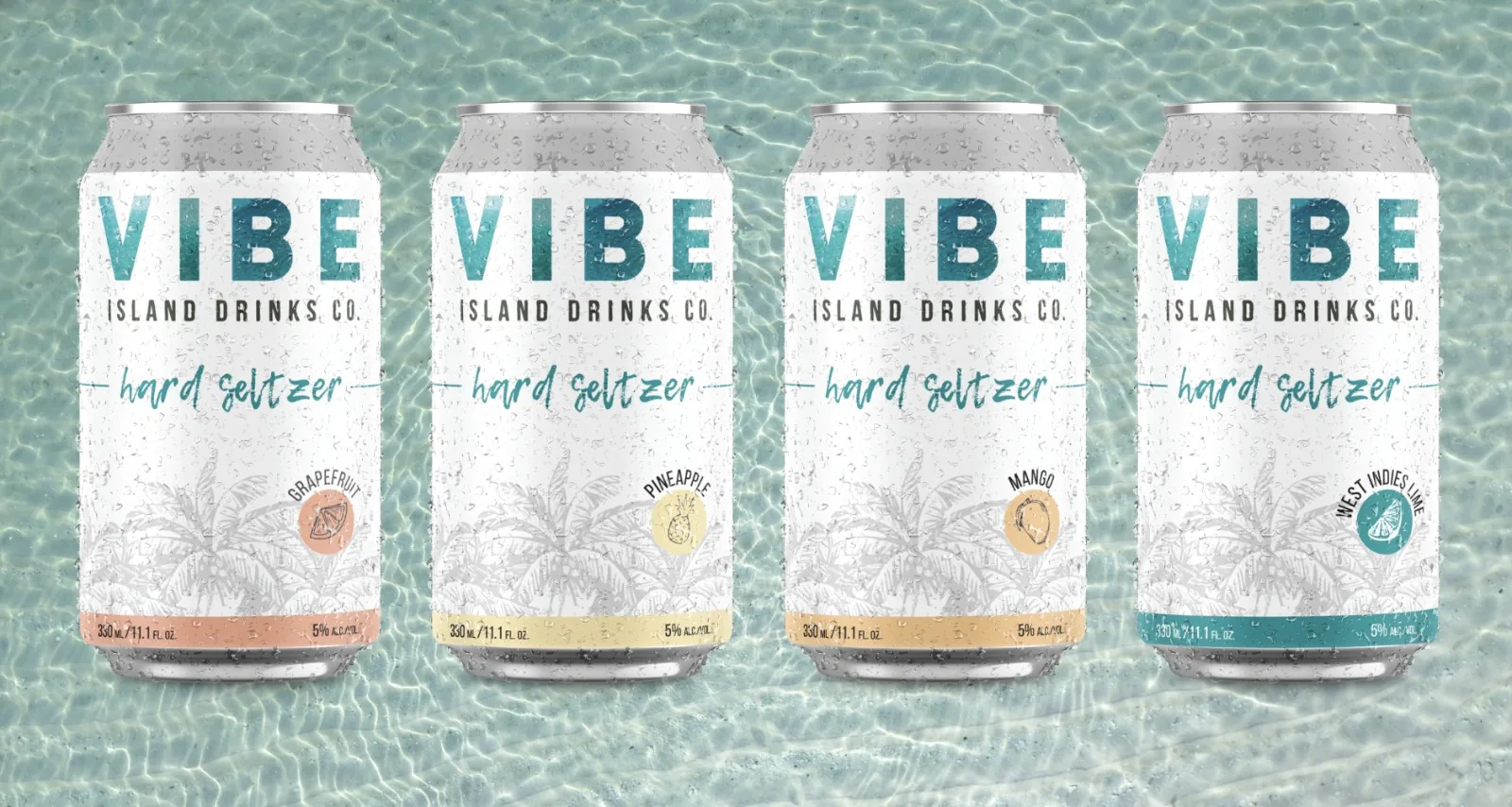 The four Vibe Hard Seltzer flavours side by side
